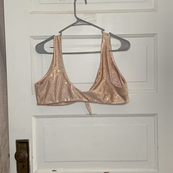 iHeartraves Rose Gold Glitter Rave Bikini Top Size Large (L) - Picture 2 of 5